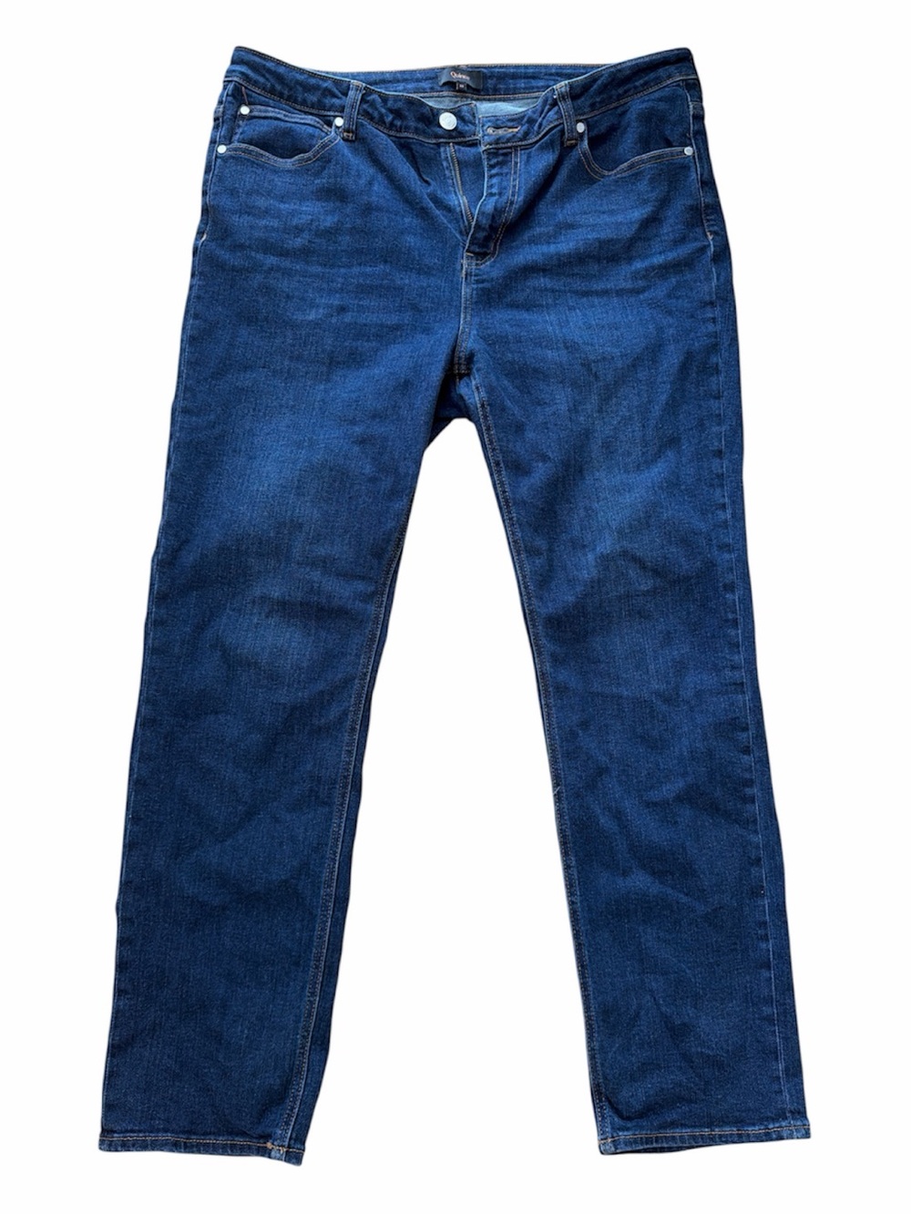 Quince Luna Stretch Slim Straight Jeans in Midnight Blue